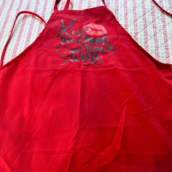 Kiss the Cook and bring wine -red apron - 32” by 27”- new - Picture 6 of 6